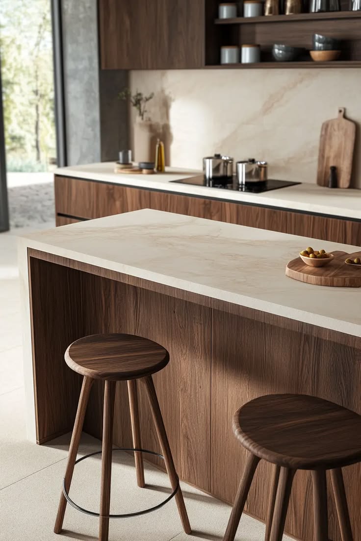 Walnut Bar Stools ×2