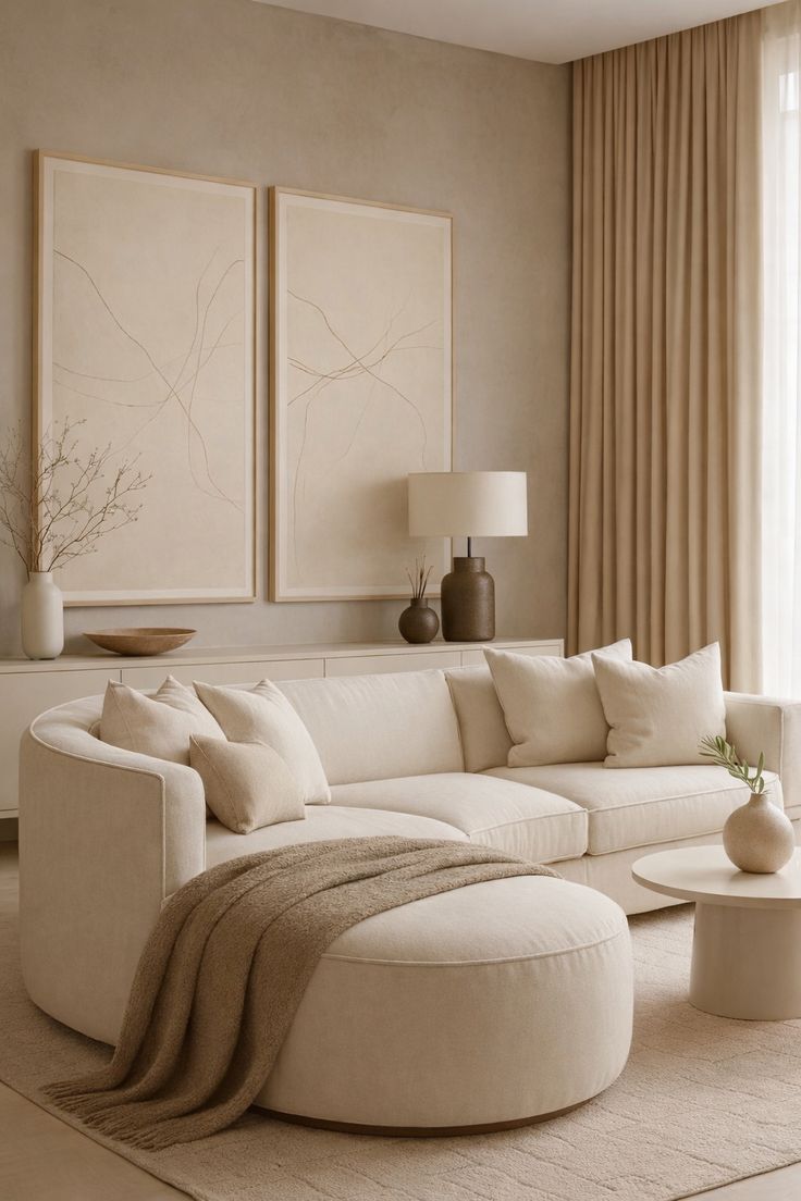 Cream Arc Sectional Sofa